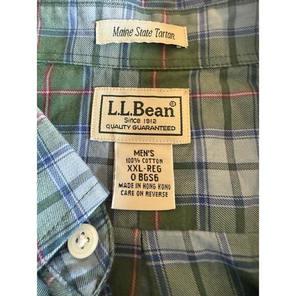 LL Bean Vintage Shirt Mens Blue Green Maine State Tartan Long Sleeve Size XXL - Picture 4 of 6